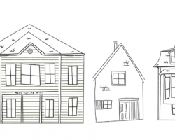 line drawing of several housing structures