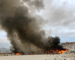 Fire blazing at landfill site